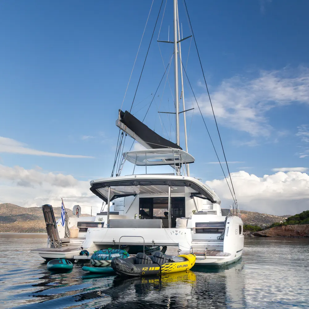JEWEL (Charter rate includes VAT, Skipper Fee, Generator, Air-condition, Watermaker, Icemaker, Dishwasher, 2 SUP, Tubes, Kids Water-ski, Sea scooter, Electric BBQ) *Skippered only* 32